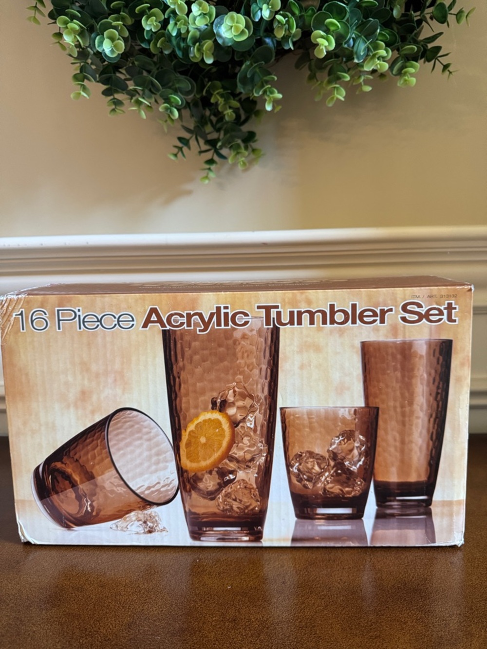 NIB Acrylic Tumbler Set -  Brown 16-Piece
